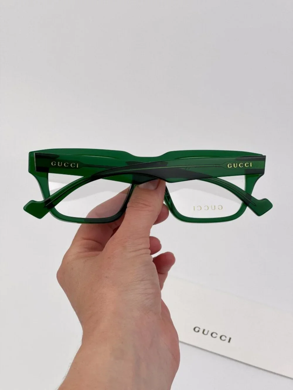 Gucci GG0963O 004 Rectangular Square Eyeglasses Transparent Green NEW AUTHENTIC